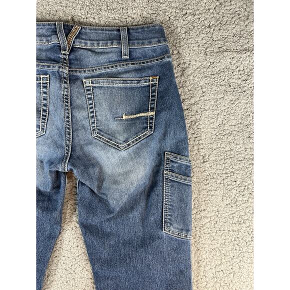 Ariat Jeans Womens 29L Blue Rebar Mid Rise Straight Leg Cargo Medium Wash Denim - Picture 6 of 15